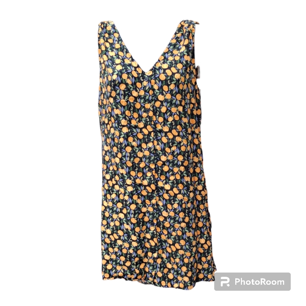 & Other Stories Ditsy peach Printed Skater Dress V-Neck Sleeveless Mini Size 10